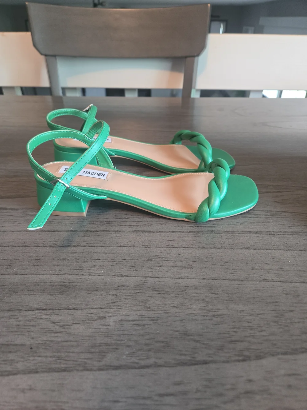Steve Madden Green Braided Strap Sandals